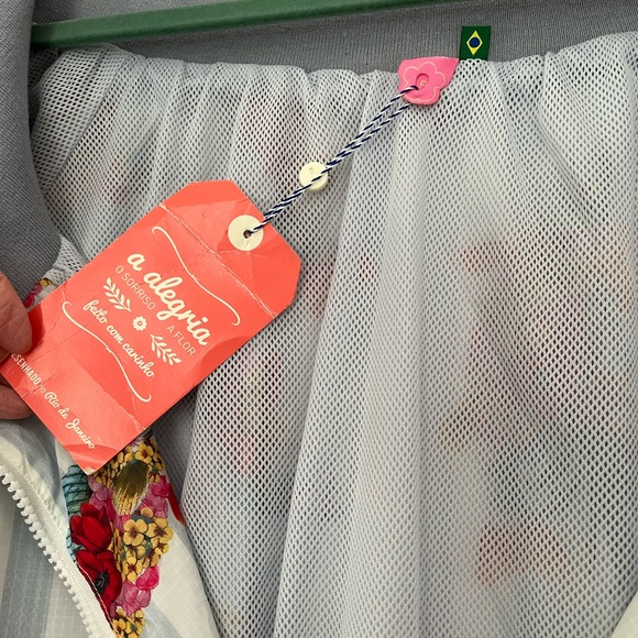 Farm Rio Ombre Fish Stripe Oversized Nylon Bomber Jacket. Rare NWT Small - Picture 8 of 8